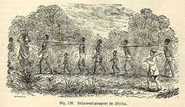  Conducción de esclavos. Grabado alemán del S. XIX 
